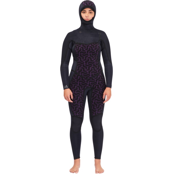 Billabong Womens Synergy 5/4mm Chest Zip Hooded Wetsuit ABJW200100 - Wild Black